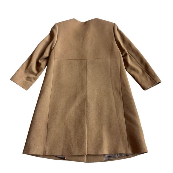 Orla Kiely Wool Blend Camel Coat Jacket Button-Down Velvet Pockets Size 6 Women - Picture 2 of 13